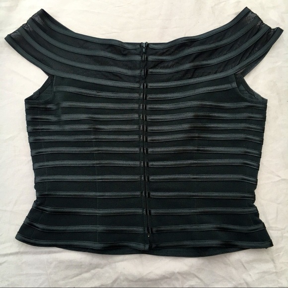 Vintage 90s Black Mesh Off The Shoulder Crop Top - Picture 5 of 8